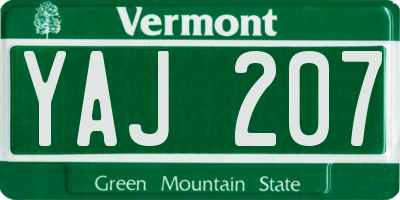 VT license plate YAJ207