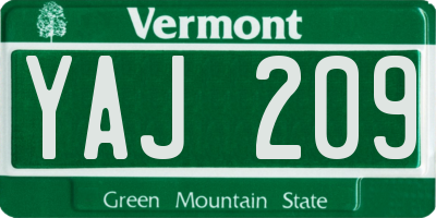 VT license plate YAJ209