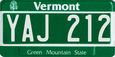 VT license plate YAJ212