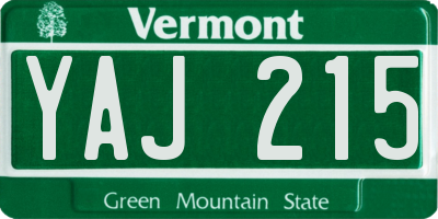 VT license plate YAJ215