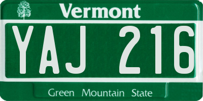 VT license plate YAJ216