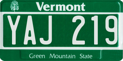 VT license plate YAJ219