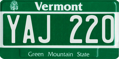 VT license plate YAJ220