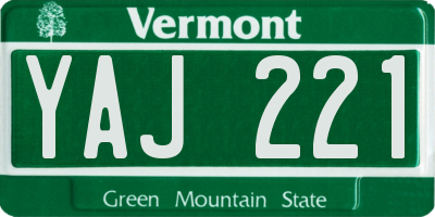 VT license plate YAJ221
