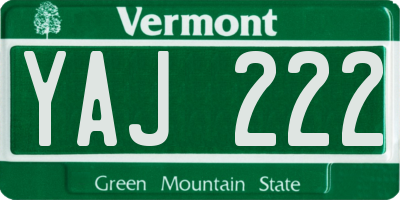 VT license plate YAJ222