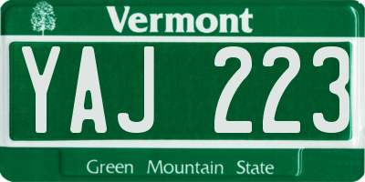 VT license plate YAJ223