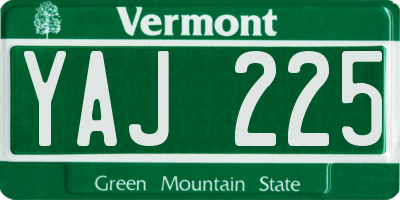 VT license plate YAJ225