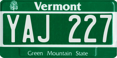 VT license plate YAJ227