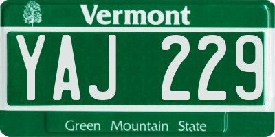 VT license plate YAJ229
