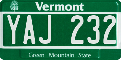VT license plate YAJ232