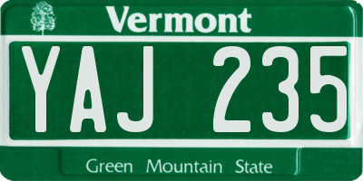 VT license plate YAJ235