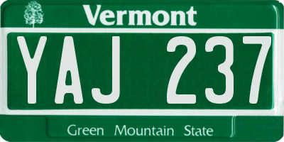 VT license plate YAJ237