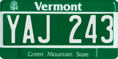 VT license plate YAJ243