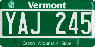 VT license plate YAJ245