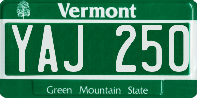 VT license plate YAJ250