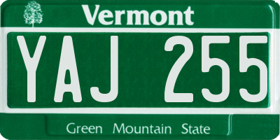 VT license plate YAJ255