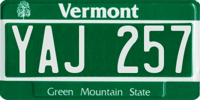 VT license plate YAJ257