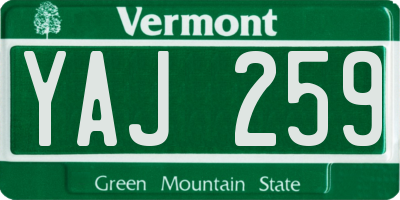 VT license plate YAJ259