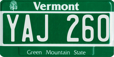 VT license plate YAJ260