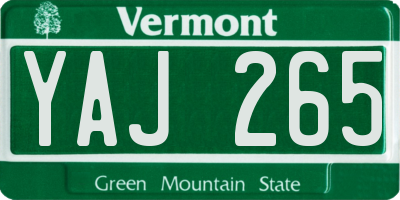 VT license plate YAJ265