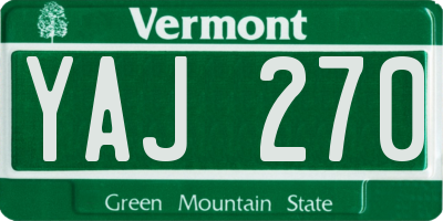 VT license plate YAJ270