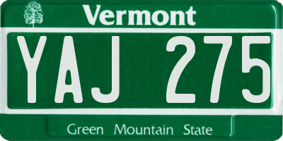 VT license plate YAJ275