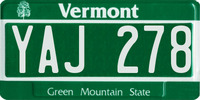 VT license plate YAJ278
