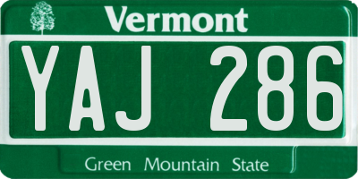 VT license plate YAJ286