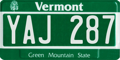 VT license plate YAJ287