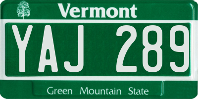 VT license plate YAJ289