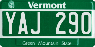 VT license plate YAJ290