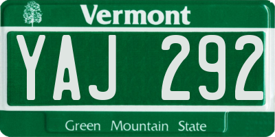 VT license plate YAJ292