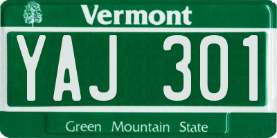 VT license plate YAJ301