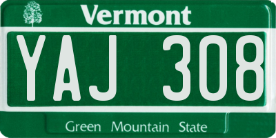 VT license plate YAJ308
