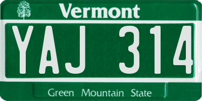 VT license plate YAJ314