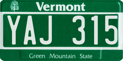 VT license plate YAJ315