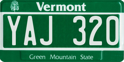 VT license plate YAJ320