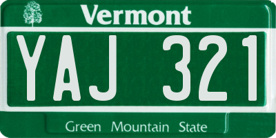 VT license plate YAJ321