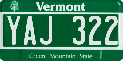 VT license plate YAJ322