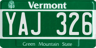 VT license plate YAJ326