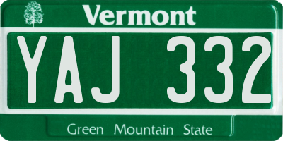 VT license plate YAJ332