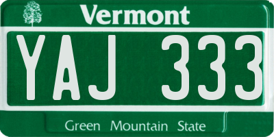 VT license plate YAJ333