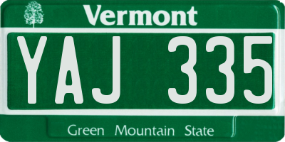 VT license plate YAJ335