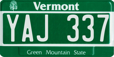 VT license plate YAJ337