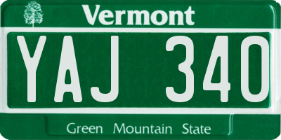 VT license plate YAJ340