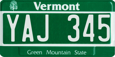 VT license plate YAJ345