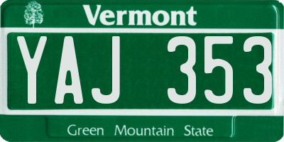 VT license plate YAJ353