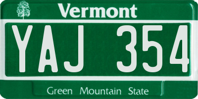VT license plate YAJ354