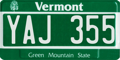 VT license plate YAJ355
