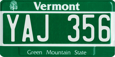 VT license plate YAJ356